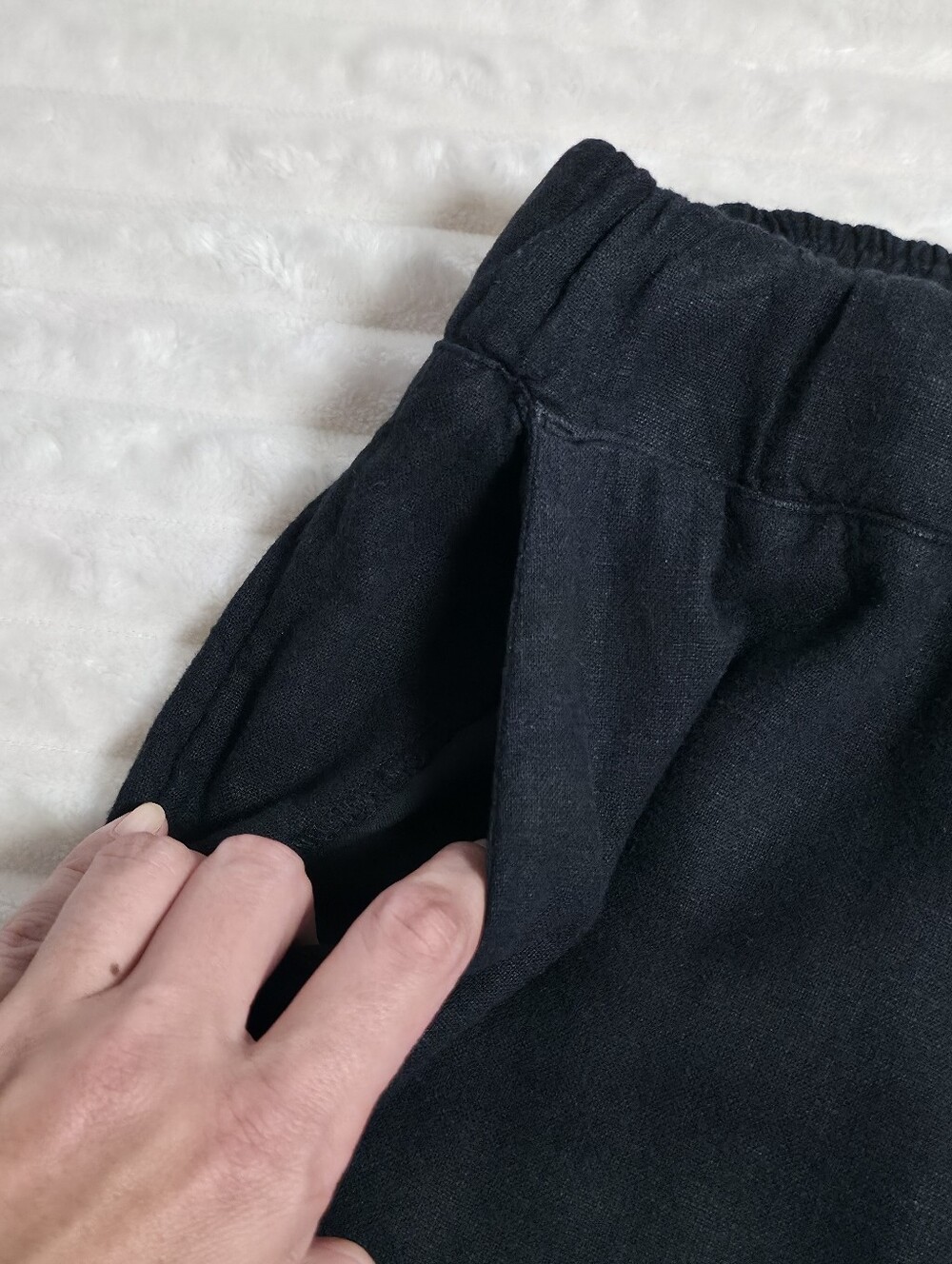 Abercrombie&Fitch Linen-Blend Wide Leg Pull-On Pants, Black, Elastic Waist, XS - Picture 10 of 10